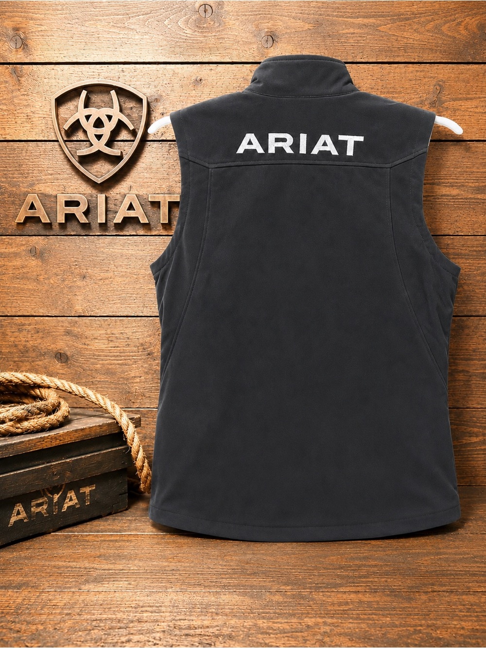 Ariat Charcoal Fleece Vest with White Logo